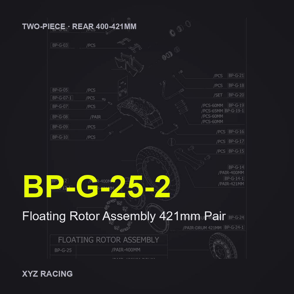 Floating Rotor Assembly 421mm Pair (BP-G-25-2) — Two-Piece Rear 400-421mm