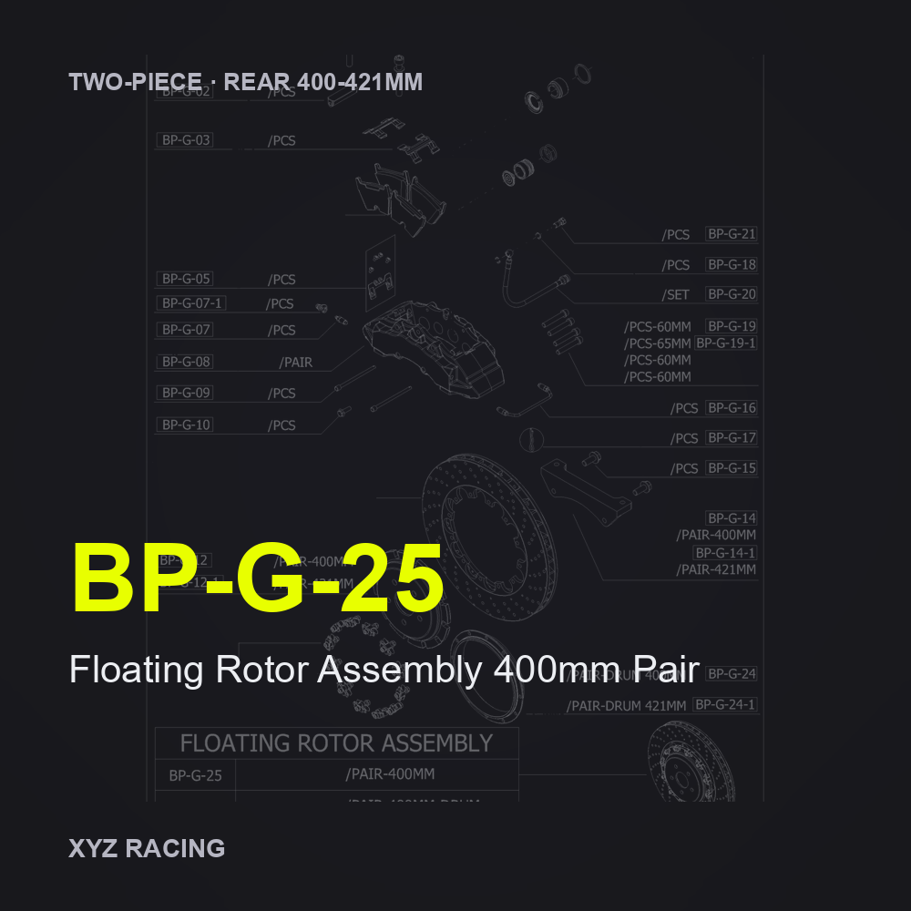 Floating Rotor Assembly 400mm Pair (BP-G-25) — Two-Piece Rear 400-421mm