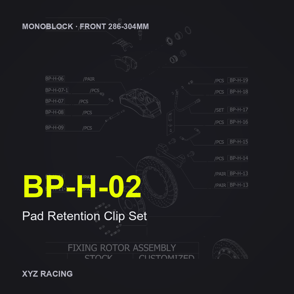 Pad Retention Clip Set (BP-H-02) — Monoblock Front 286-304mm