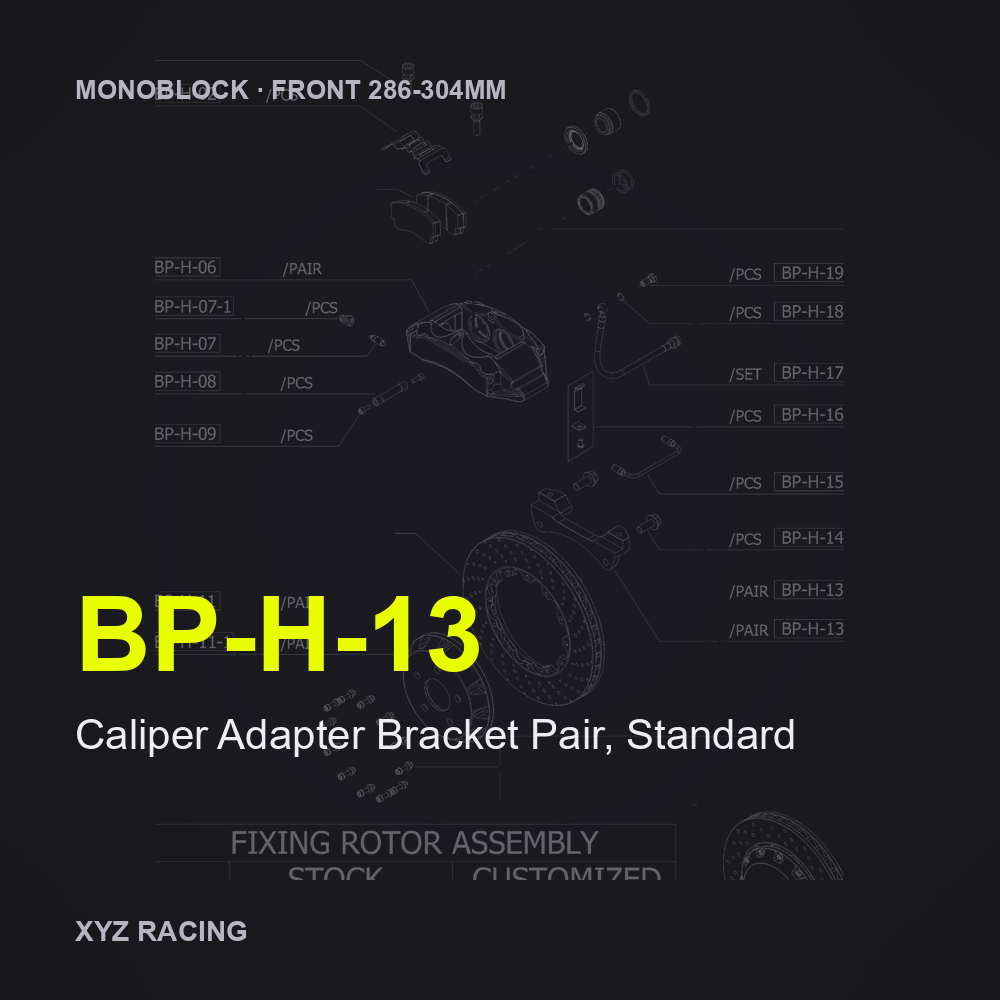 Caliper Adapter Bracket Pair, Standard (BP-H-13) — Monoblock Front 286-304mm