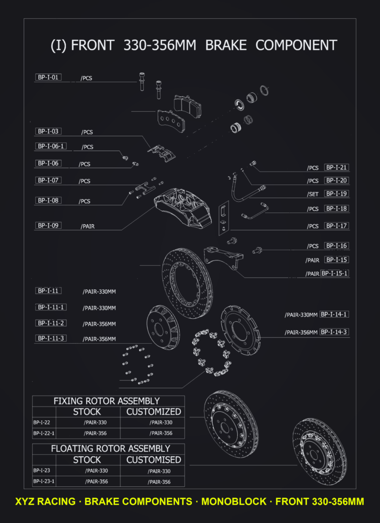 Rotor Hat 330mm Pair, Fixed Rotor, Standard (BP-I-11) — Monoblock Front 330-356mm
