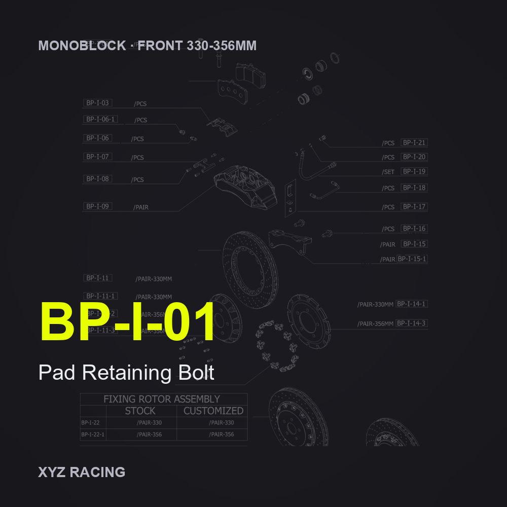 Pad Retaining Bolt (BP-I-01) — Monoblock Front 330-356mm