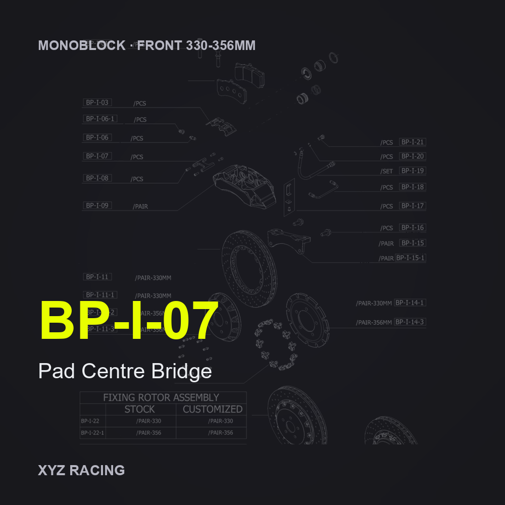Pad Centre Bridge (BP-I-07) — Monoblock Front 330-356mm