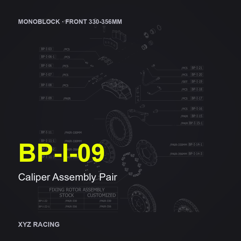 Caliper Assembly Pair (BP-I-09) — Monoblock Front 330-356mm