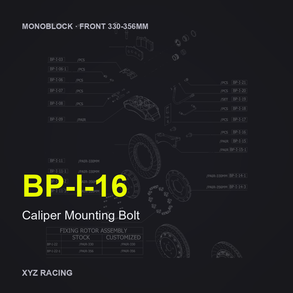Caliper Mounting Bolt (BP-I-16) — Monoblock Front 330-356mm