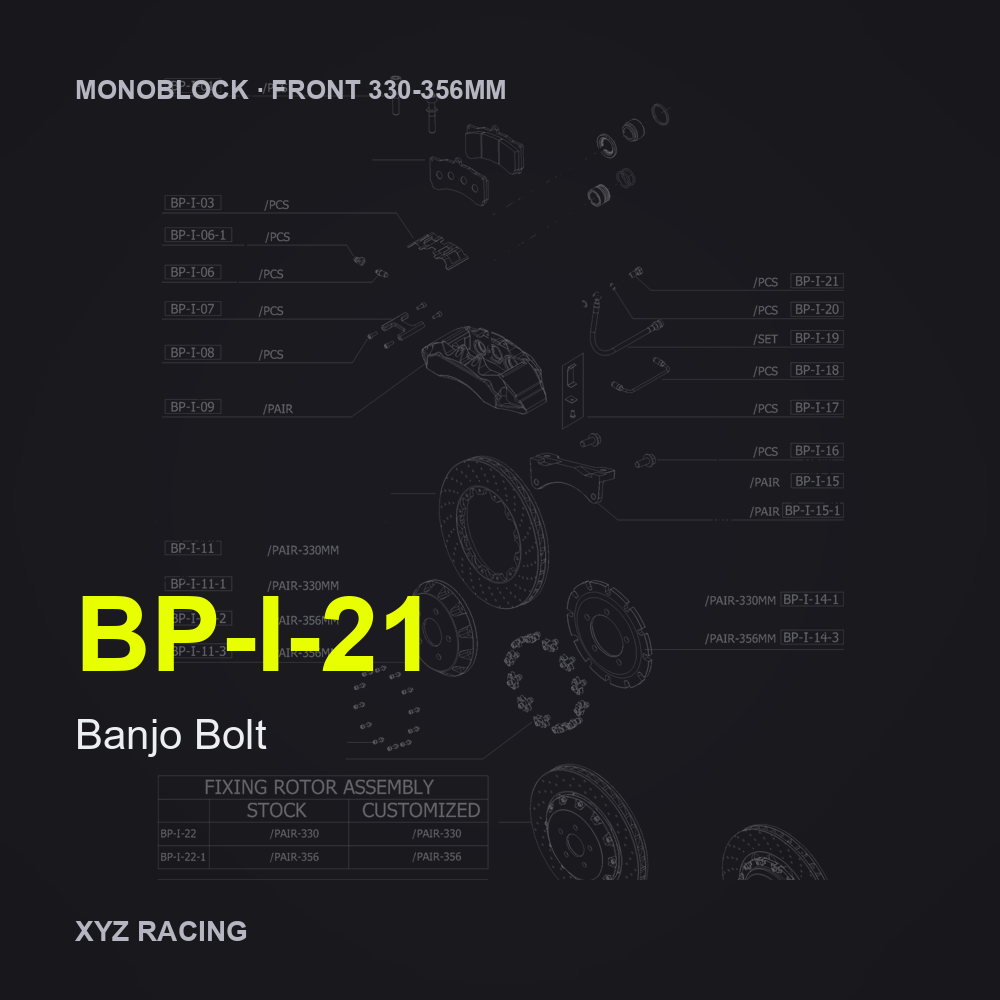 Banjo Bolt (BP-I-21) — Monoblock Front 330-356mm