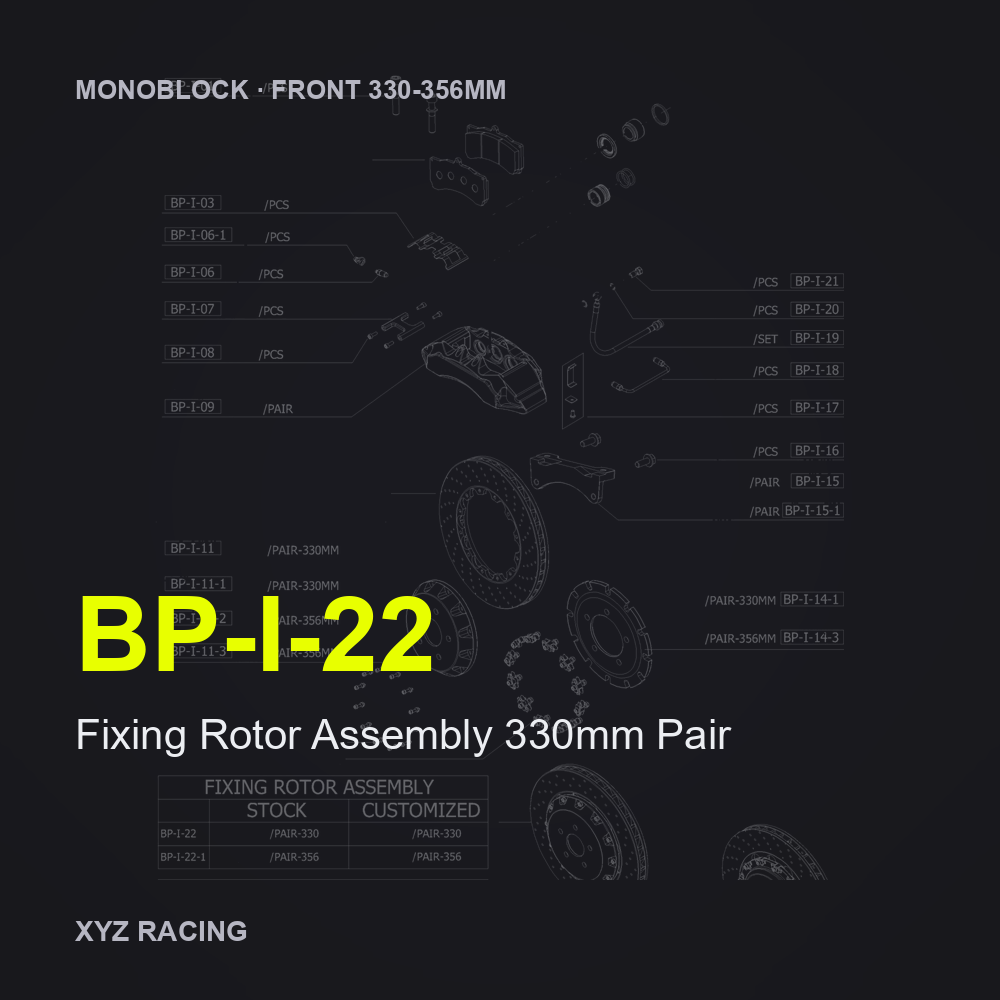 Fixing Rotor Assembly 330mm Pair (BP-I-22) — Monoblock Front 330-356mm