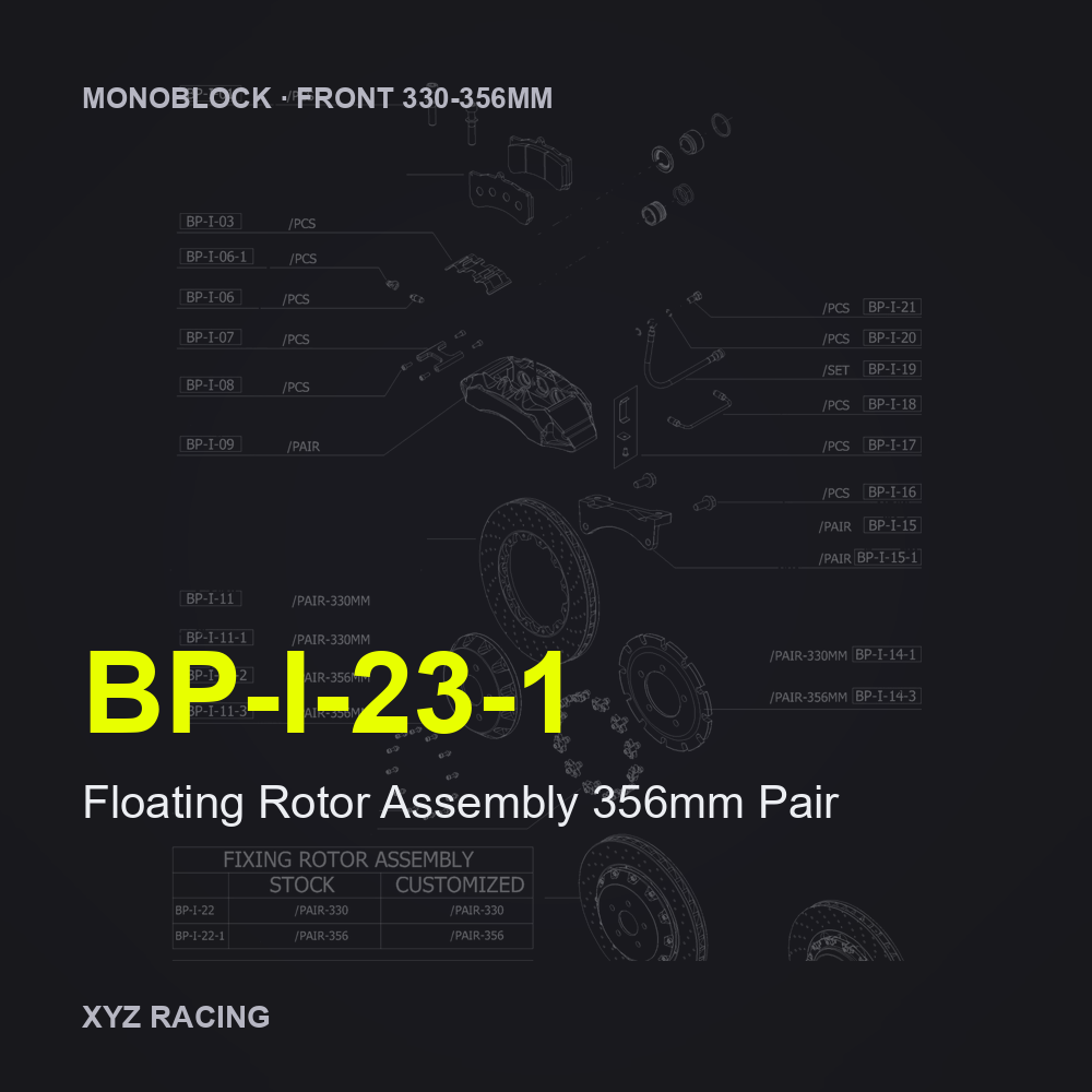 Floating Rotor Assembly 356mm Pair (BP-I-23-1) — Monoblock Front 330-356mm