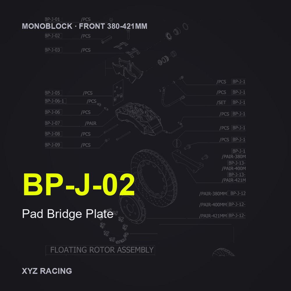 Pad Bridge Plate (BP-J-02) — Monoblock Front 380-421mm