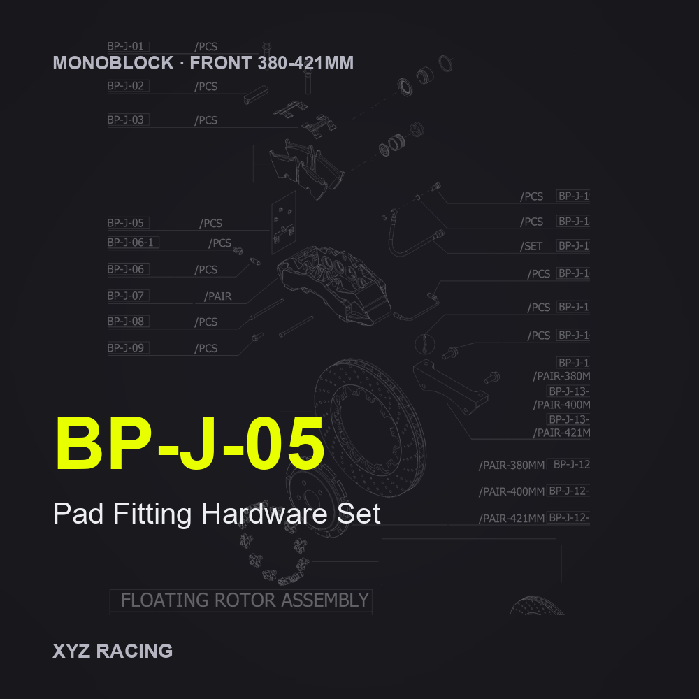 Pad Fitting Hardware Set (BP-J-05) — Monoblock Front 380-421mm