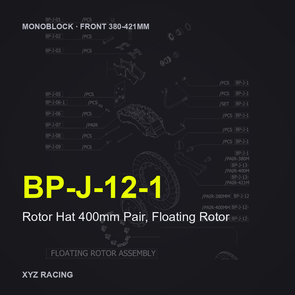 Rotor Hat 400mm Pair, Floating Rotor (BP-J-12-1) — Monoblock Front 380-421mm