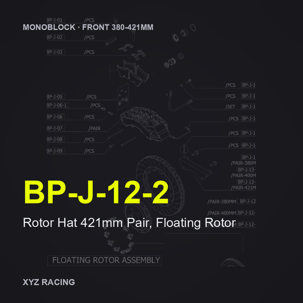 Rotor Hat 421mm Pair, Floating Rotor (BP-J-12-2) — Monoblock Front 380-421mm
