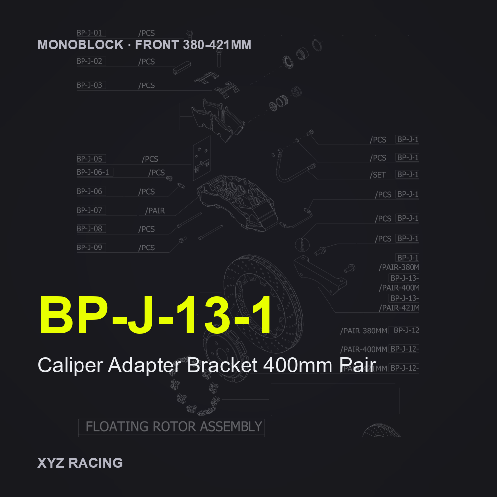 Caliper Adapter Bracket 400mm Pair (BP-J-13-1) — Monoblock Front 380-421mm