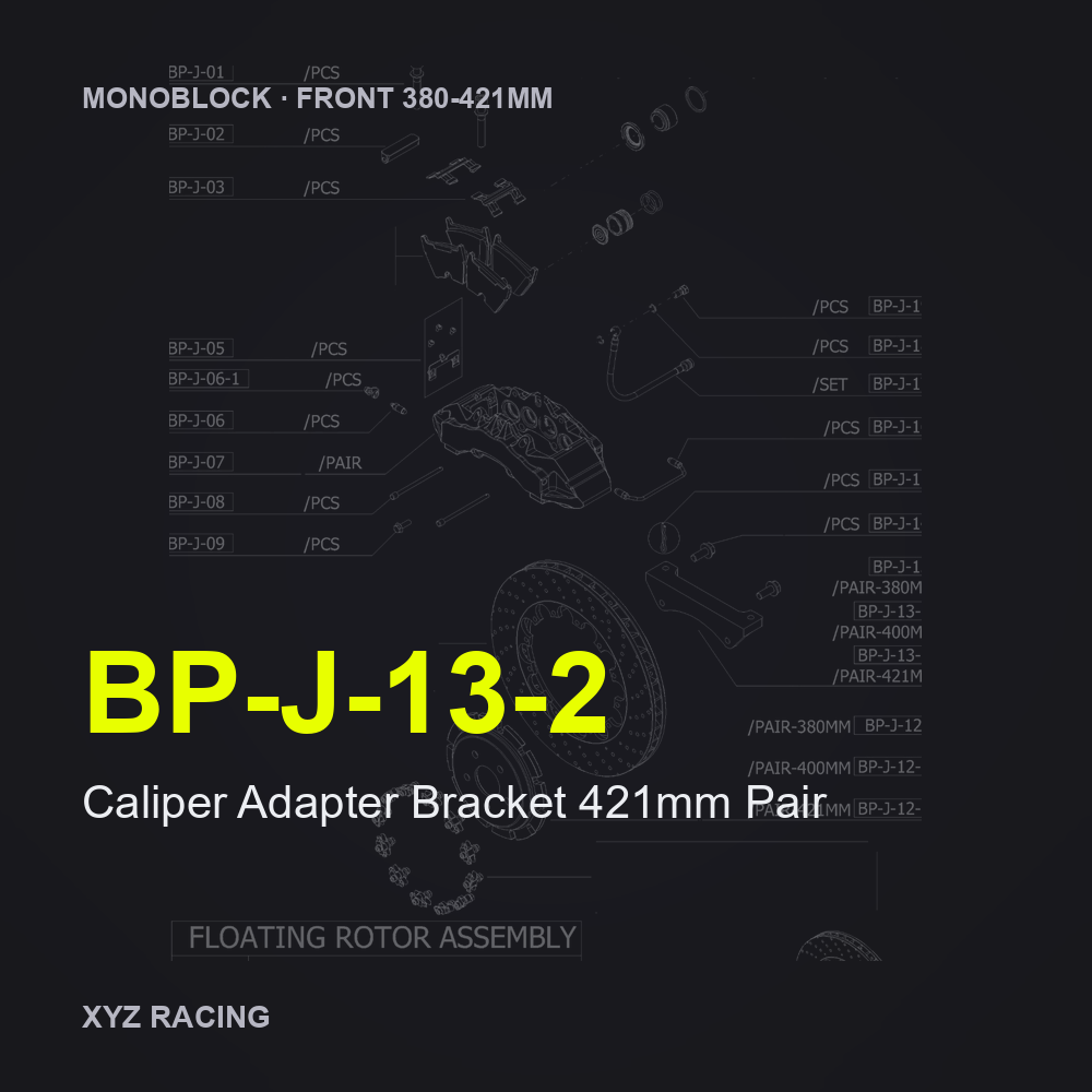 Caliper Adapter Bracket 421mm Pair (BP-J-13-2) — Monoblock Front 380-421mm