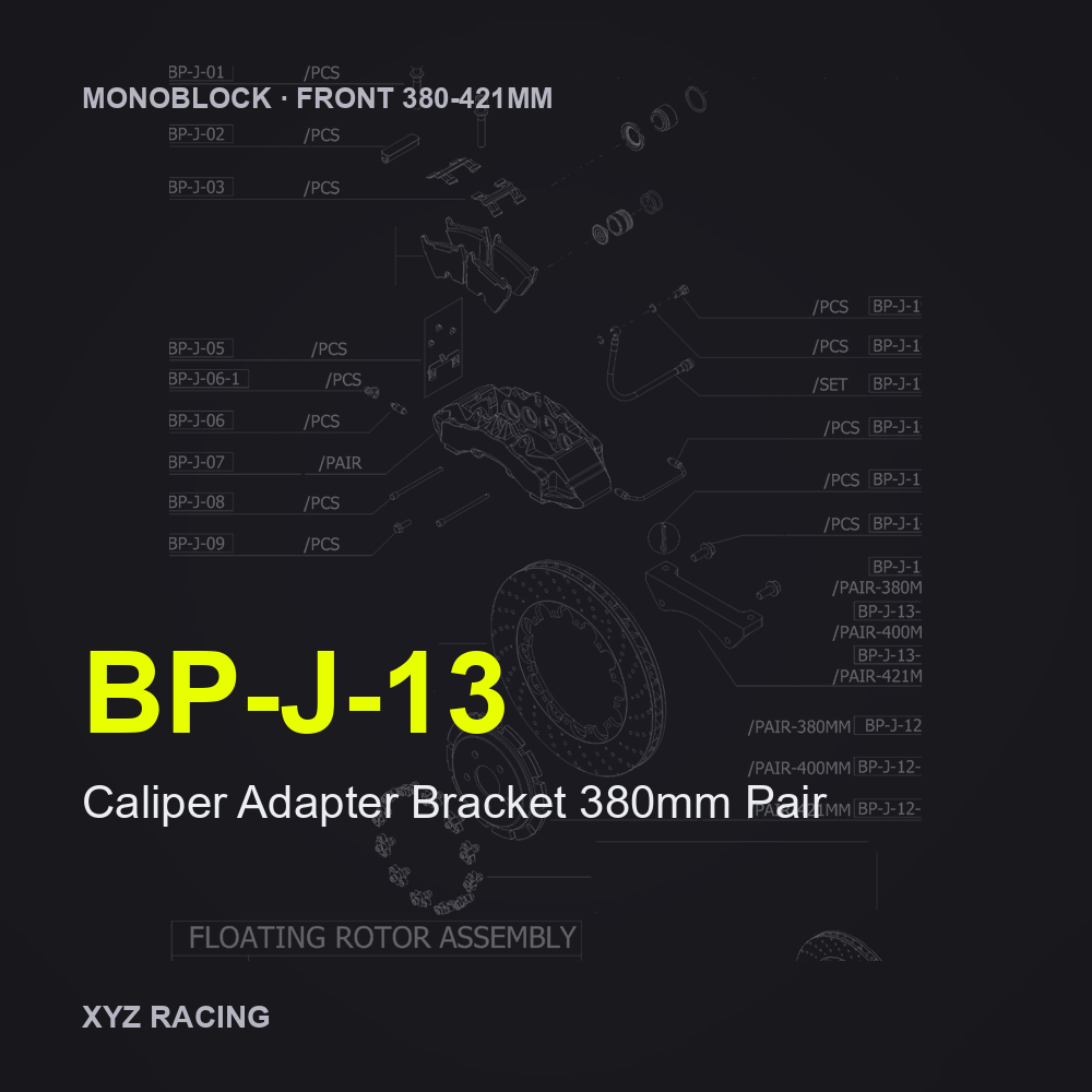 Caliper Adapter Bracket 380mm Pair (BP-J-13) — Monoblock Front 380-421mm