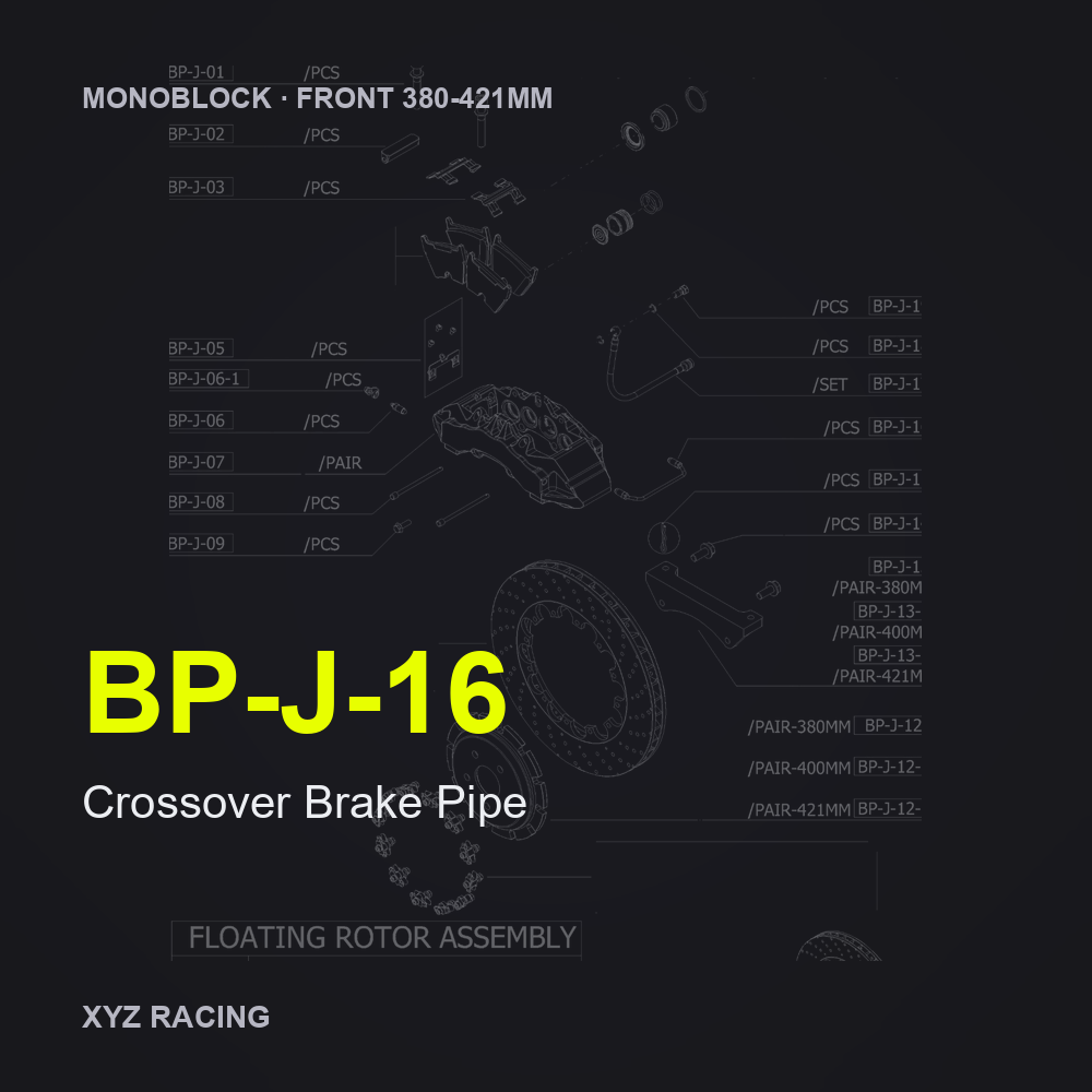 Crossover Brake Pipe (BP-J-16) — Monoblock Front 380-421mm