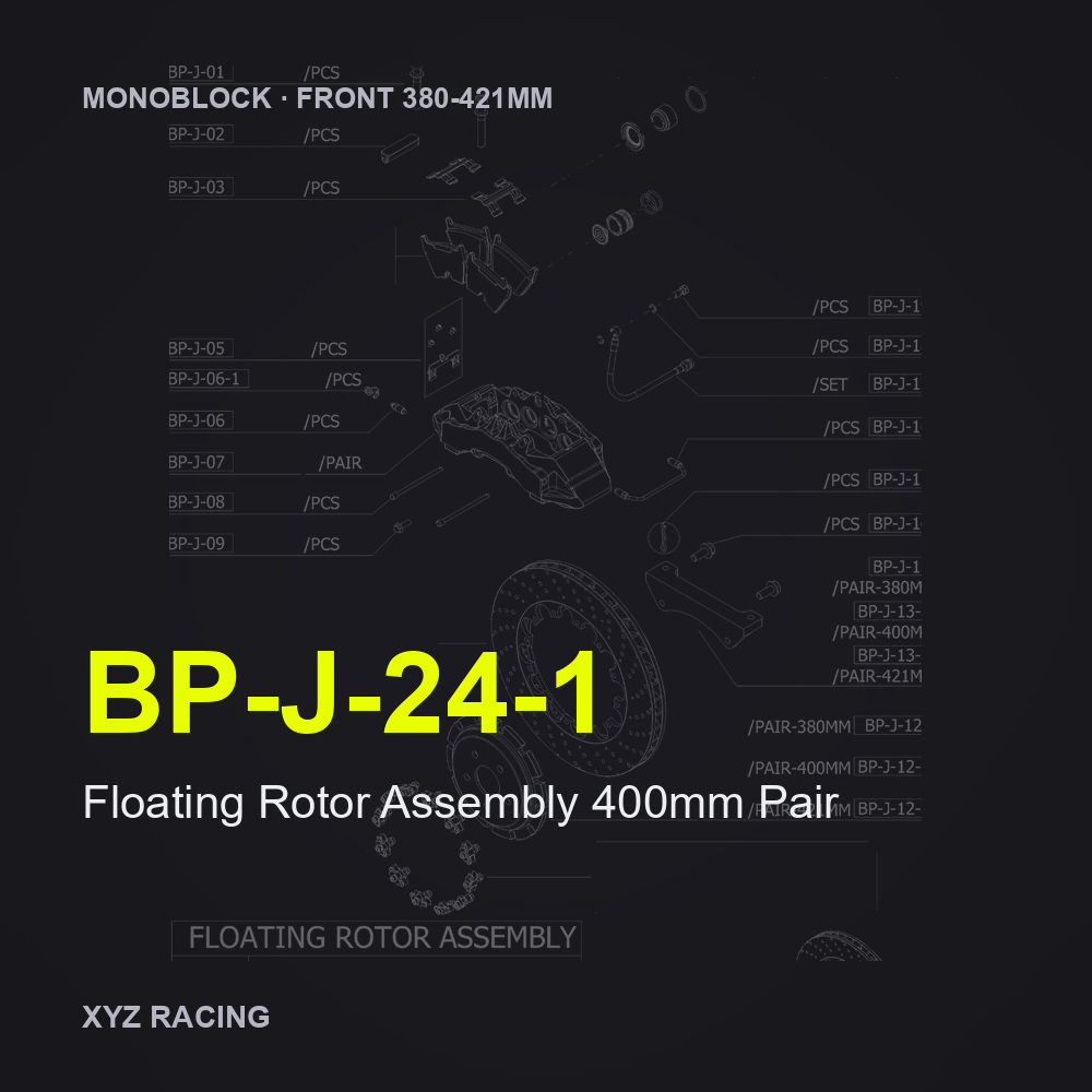 Floating Rotor Assembly 400mm Pair (BP-J-24-1) — Monoblock Front 380-421mm