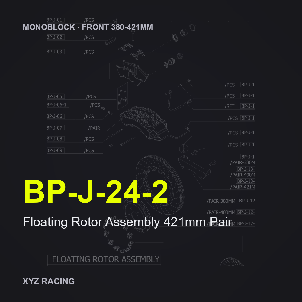 Floating Rotor Assembly 421mm Pair (BP-J-24-2) — Monoblock Front 380-421mm