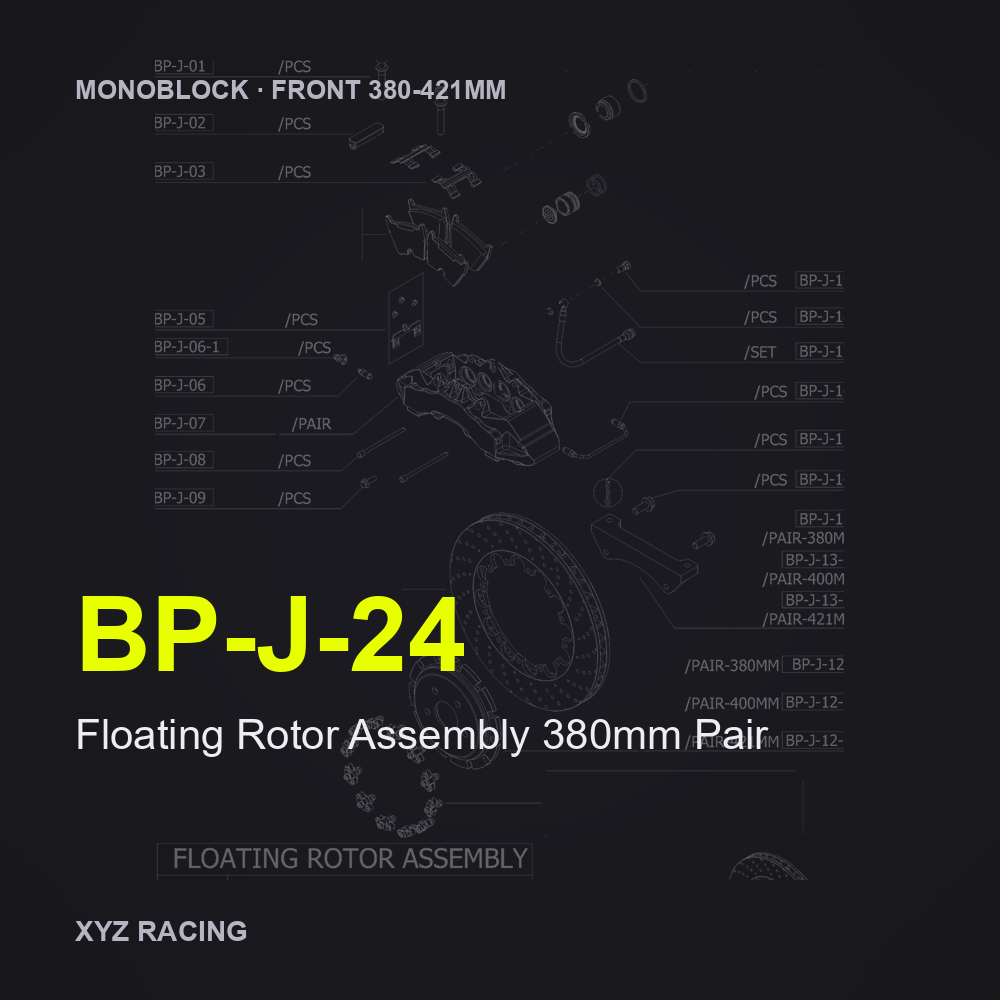 Floating Rotor Assembly 380mm Pair (BP-J-24) — Monoblock Front 380-421mm