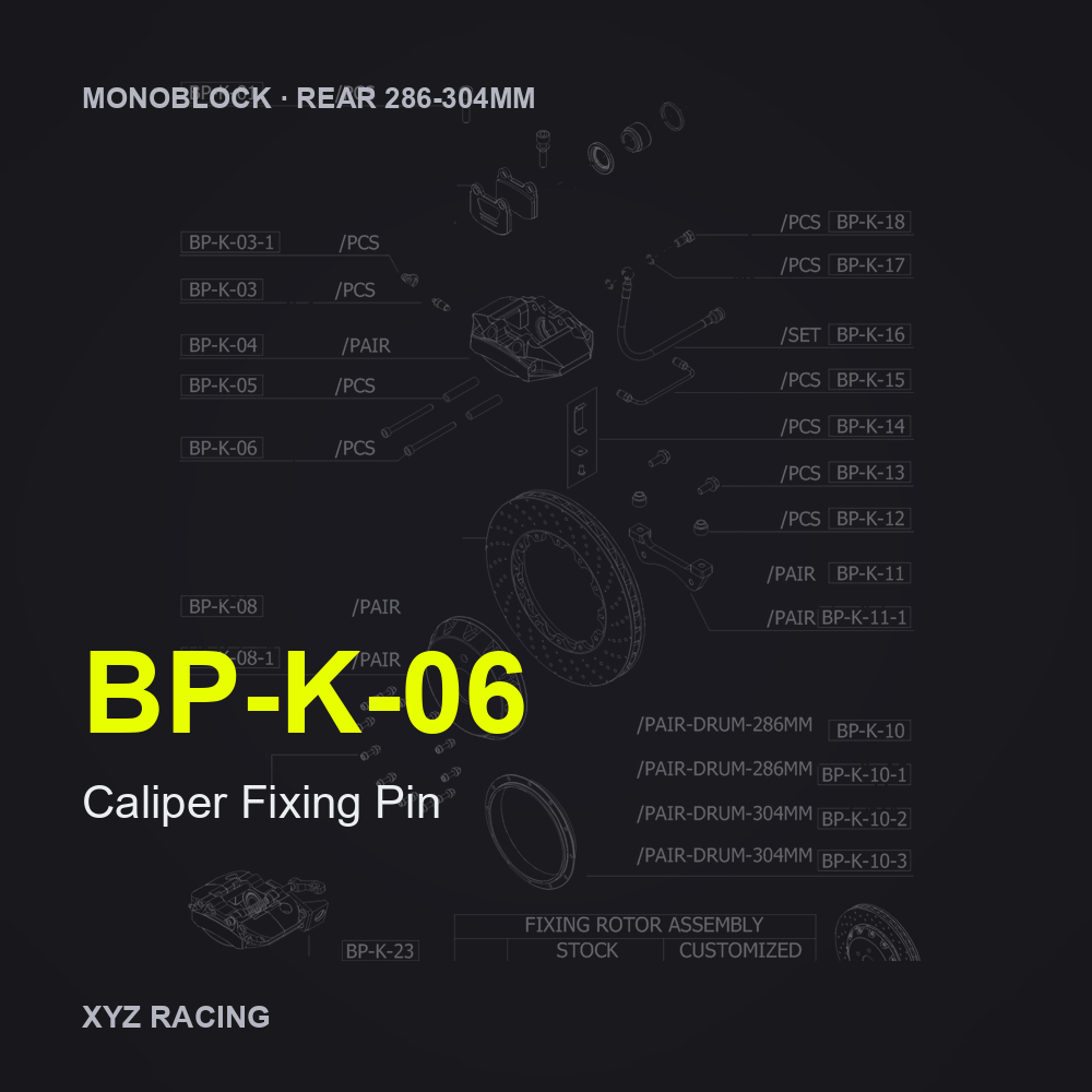 Caliper Fixing Pin (BP-K-06) — Monoblock Rear 286-304mm