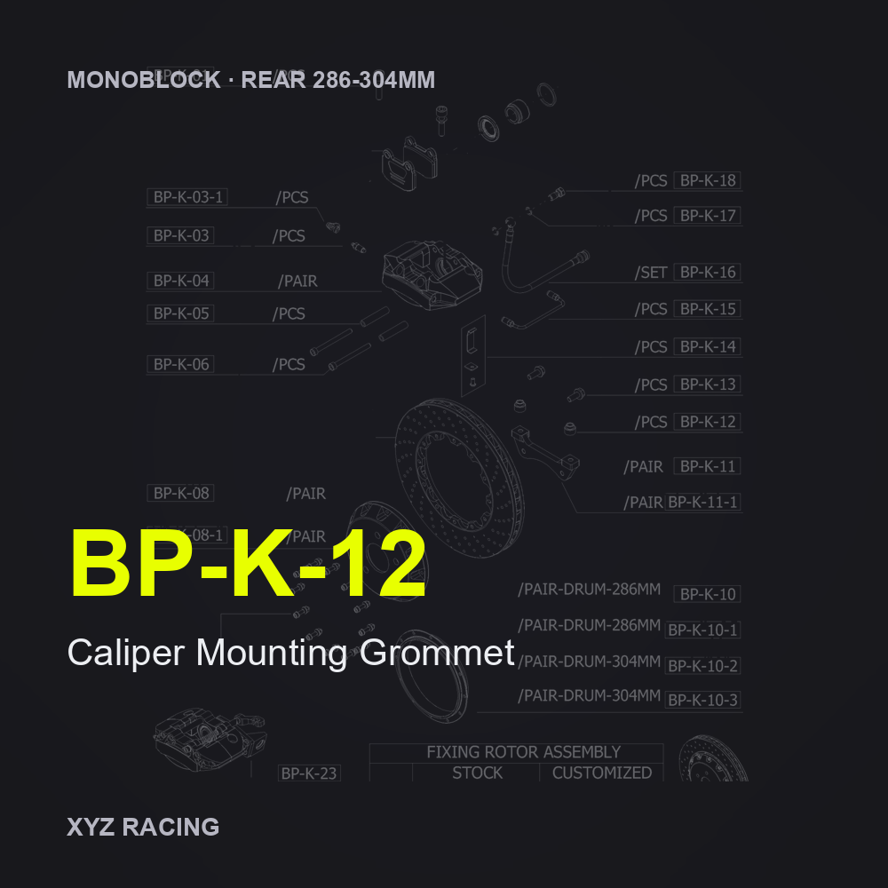 Caliper Mounting Grommet (BP-K-12) — Monoblock Rear 286-304mm