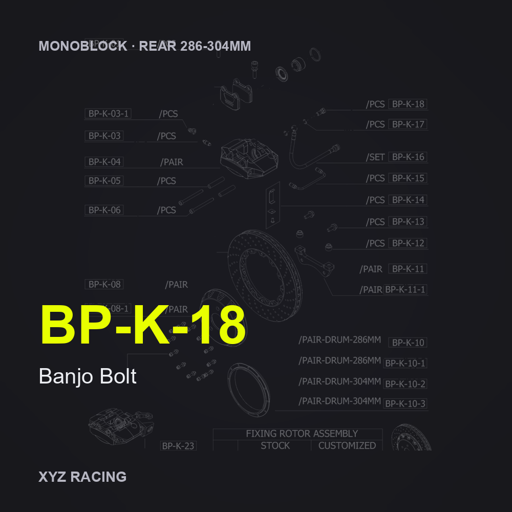 Banjo Bolt (BP-K-18) — Monoblock Rear 286-304mm