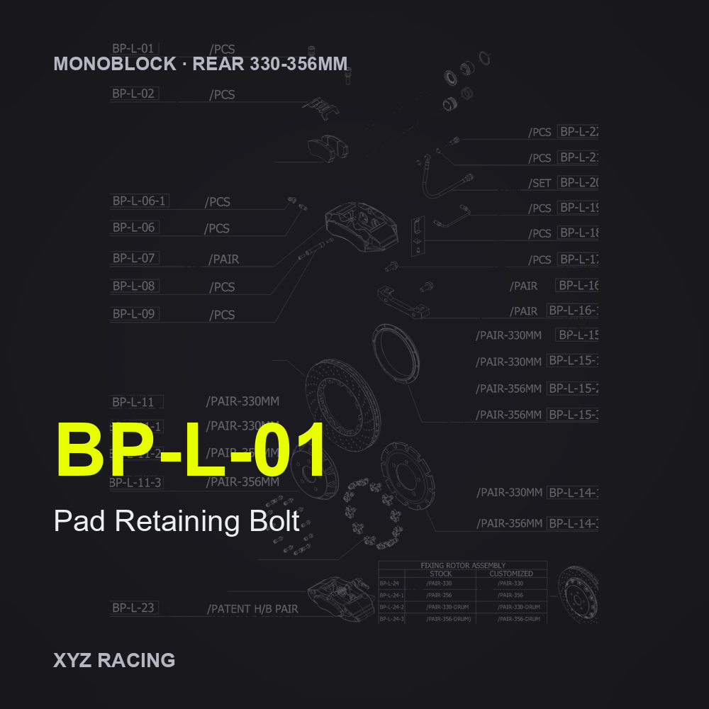Pad Retaining Bolt (BP-L-01) — Monoblock Rear 330-356mm