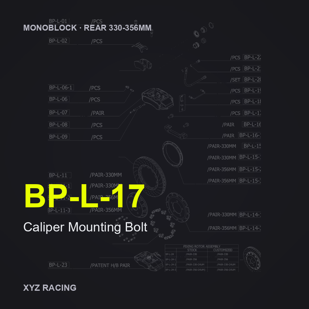 Caliper Mounting Bolt (BP-L-17) — Monoblock Rear 330-356mm