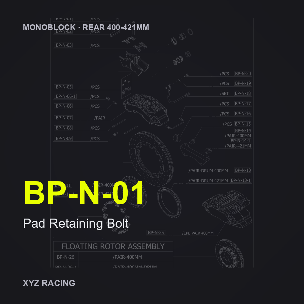 Pad Retaining Bolt (BP-N-01) — Monoblock Rear 400-421mm