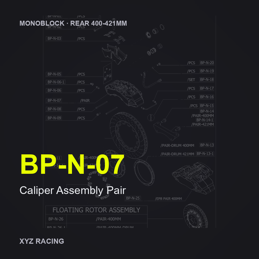 Caliper Assembly Pair (BP-N-07) — Monoblock Rear 400-421mm