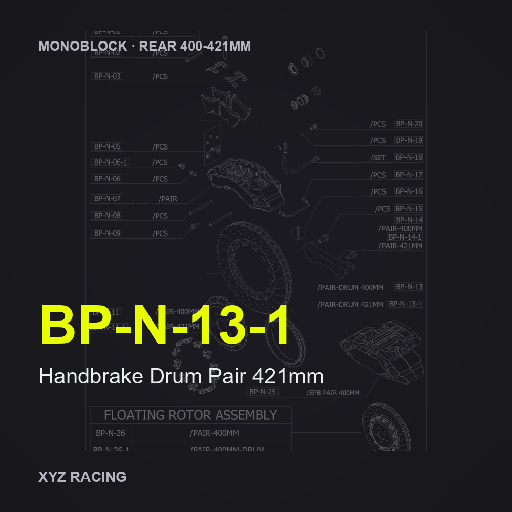 Handbrake Drum Pair 421mm (BP-N-13-1) — Monoblock Rear 400-421mm