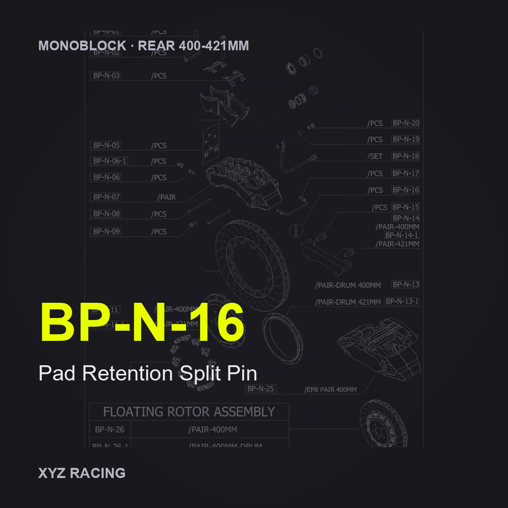 Pad Retention Split Pin (BP-N-16) — Monoblock Rear 400-421mm