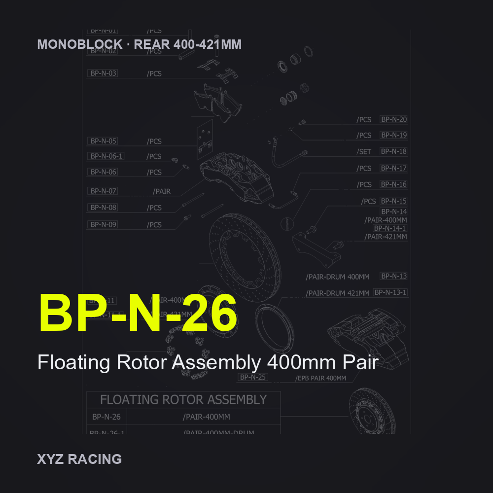Floating Rotor Assembly 400mm Pair (BP-N-26) — Monoblock Rear 400-421mm