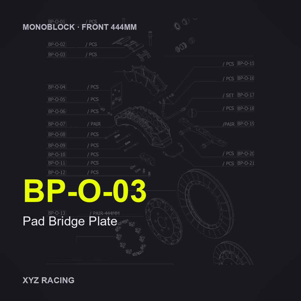 Pad Bridge Plate (BP-O-03) — Monoblock Front 444mm