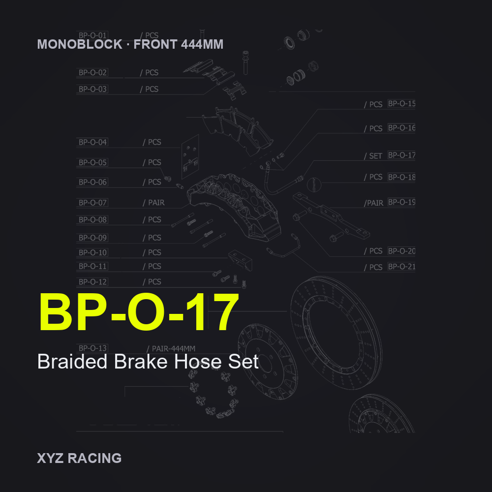 Braided Brake Hose Set (BP-O-17) — Monoblock Front 444mm
