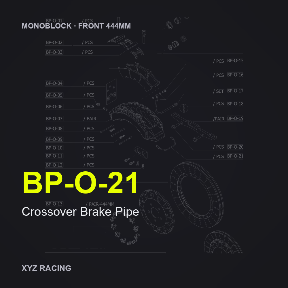 Crossover Brake Pipe (BP-O-21) — Monoblock Front 444mm