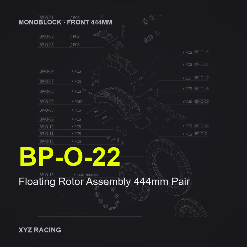 Floating Rotor Assembly 444mm Pair (BP-O-22) — Monoblock Front 444mm