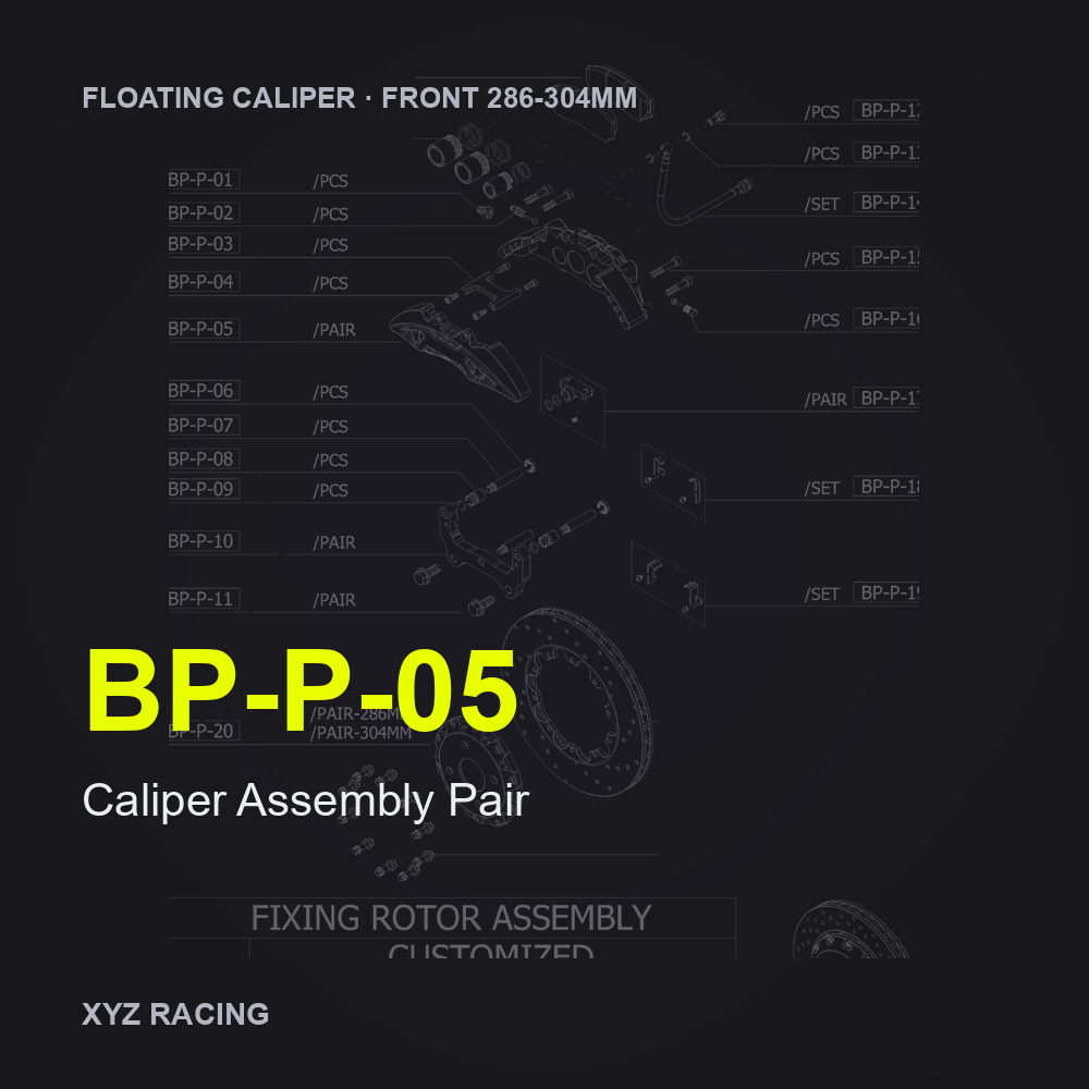Caliper Assembly Pair (BP-P-05) — Floating Caliper Front 286-304mm