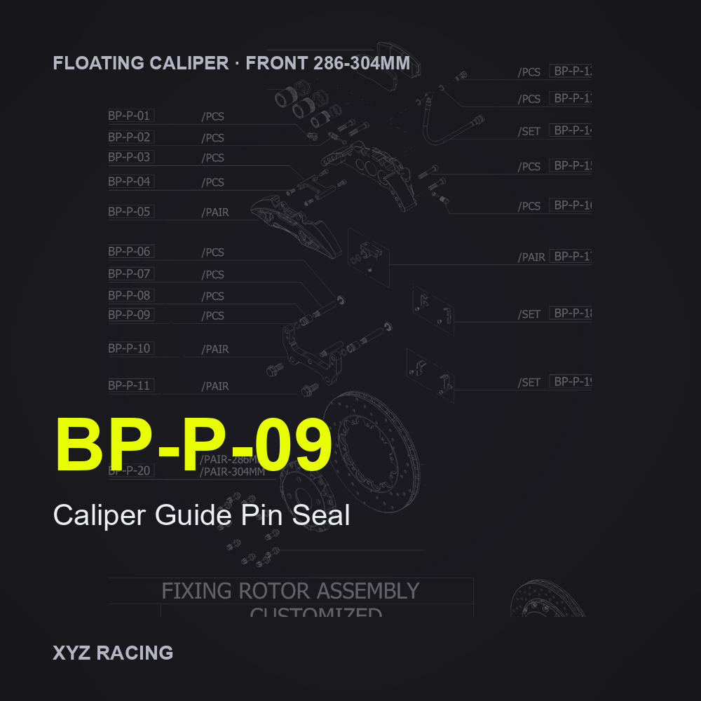 Caliper Guide Pin Seal (BP-P-09) — Floating Caliper Front 286-304mm
