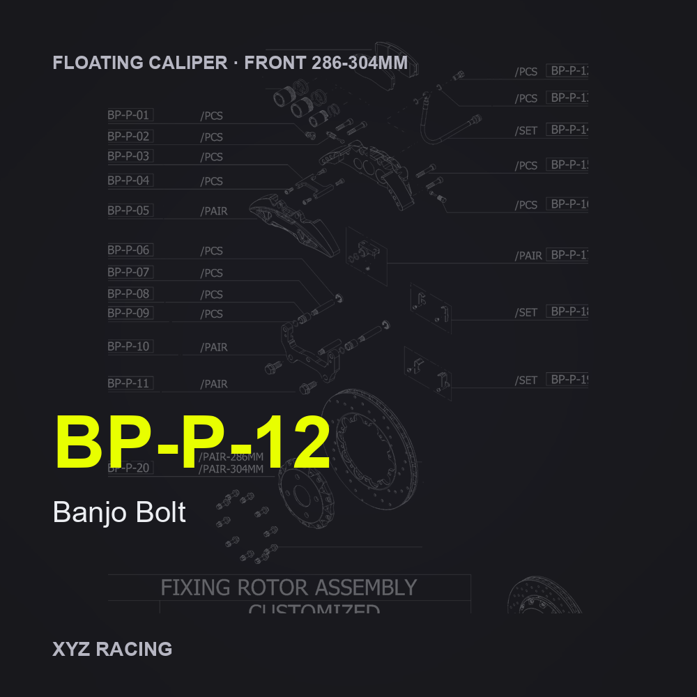 Banjo Bolt (BP-P-12) — Floating Caliper Front 286-304mm