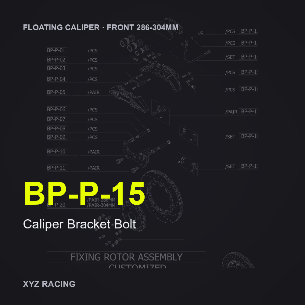 Caliper Bracket Bolt (BP-P-15) — Floating Caliper Front 286-304mm