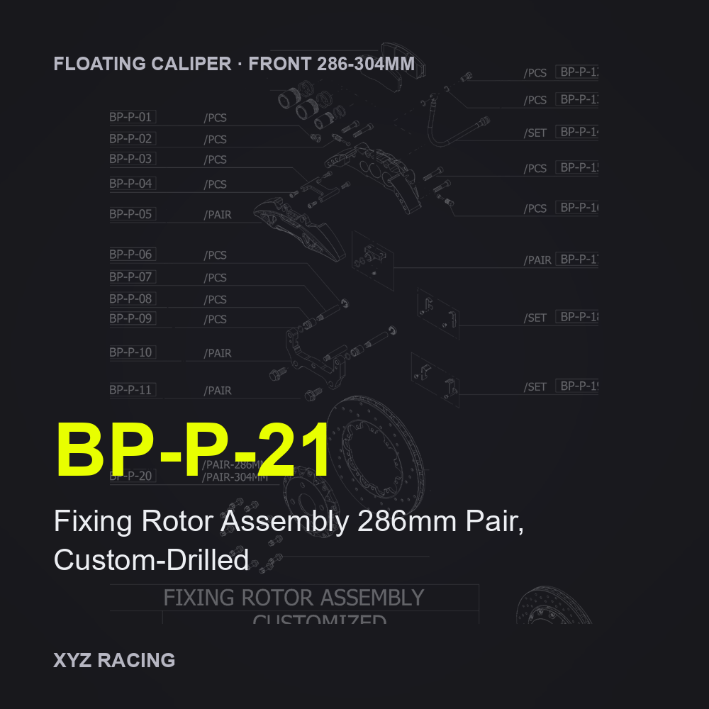 Fixing Rotor Assembly 286mm Pair, Custom-Drilled (BP-P-21) — Floating Caliper Front 286-304mm