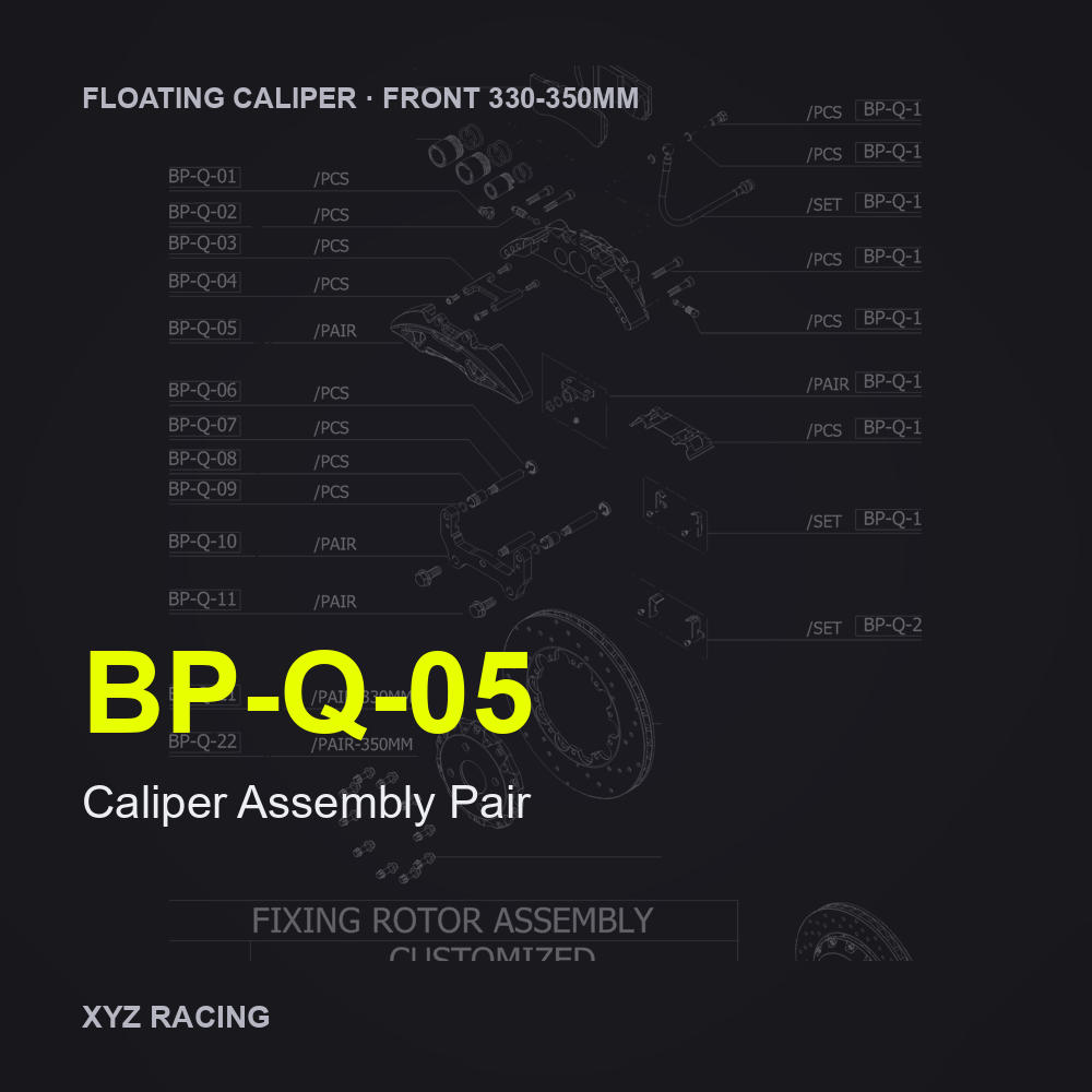 Caliper Assembly Pair (BP-Q-05) — Floating Caliper Front 330-350mm