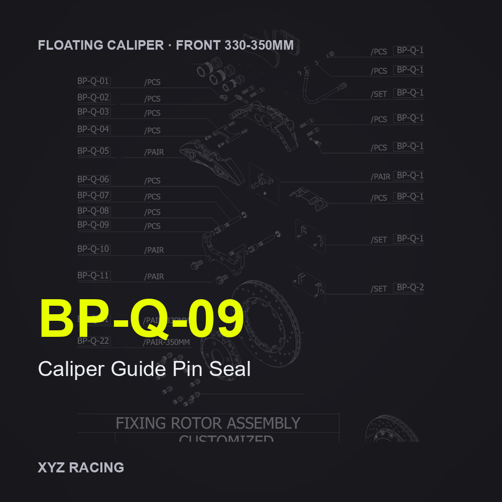 Caliper Guide Pin Seal (BP-Q-09) — Floating Caliper Front 330-350mm