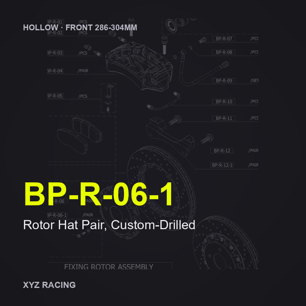 Rotor Hat Pair, Custom-Drilled (BP-R-06-1) — Hollow Front 286-304mm