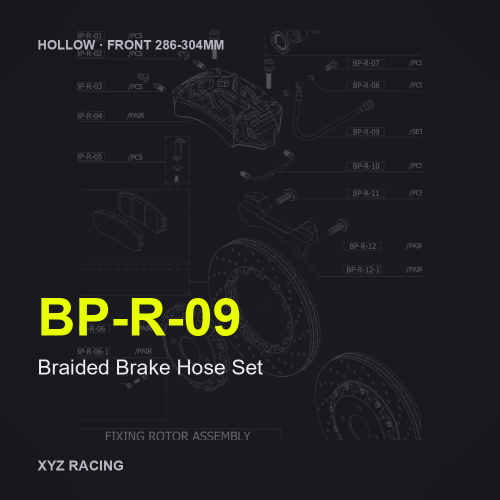 Braided Brake Hose Set (BP-R-09) — Hollow Front 286-304mm