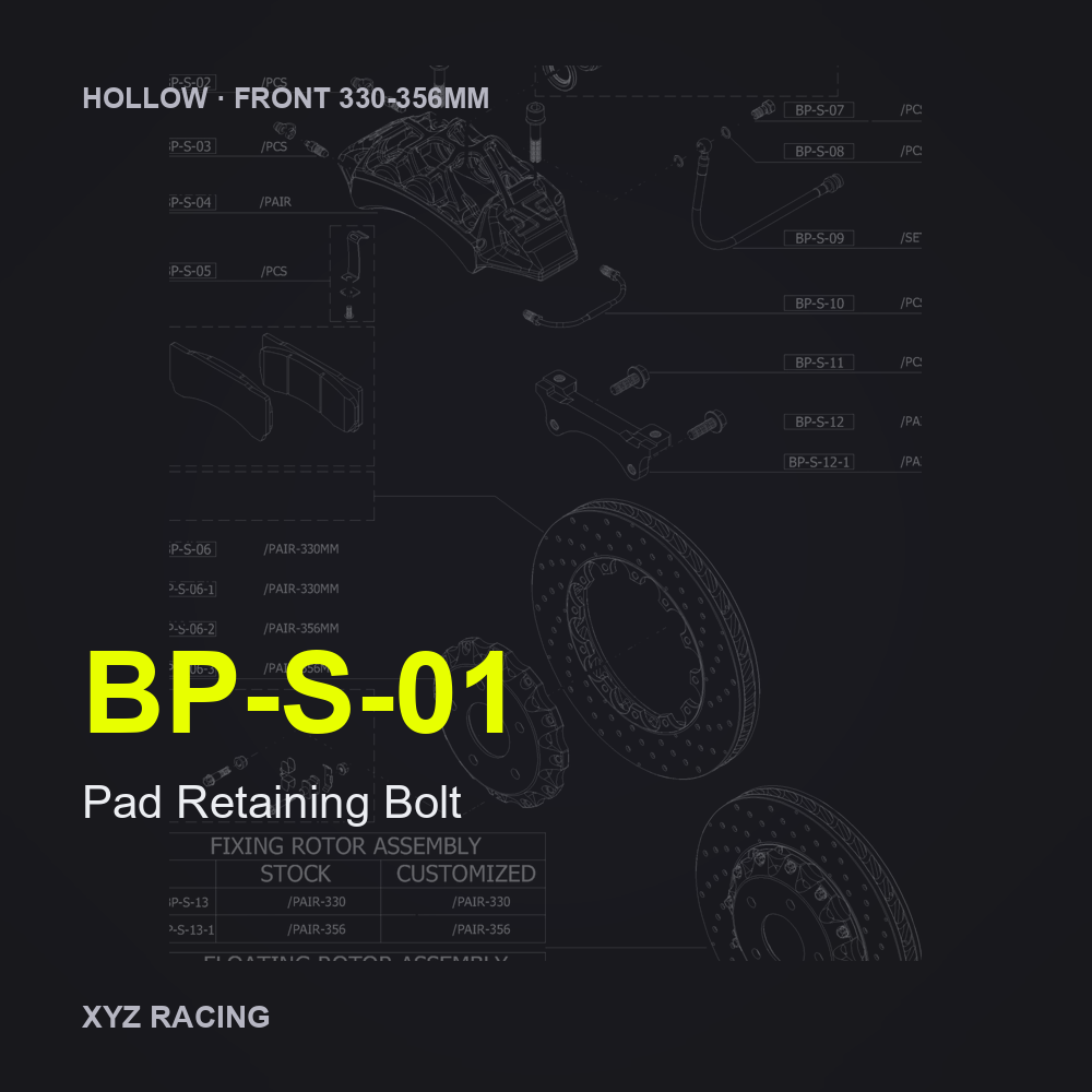 Pad Retaining Bolt (BP-S-01) — Hollow Front 330-356mm