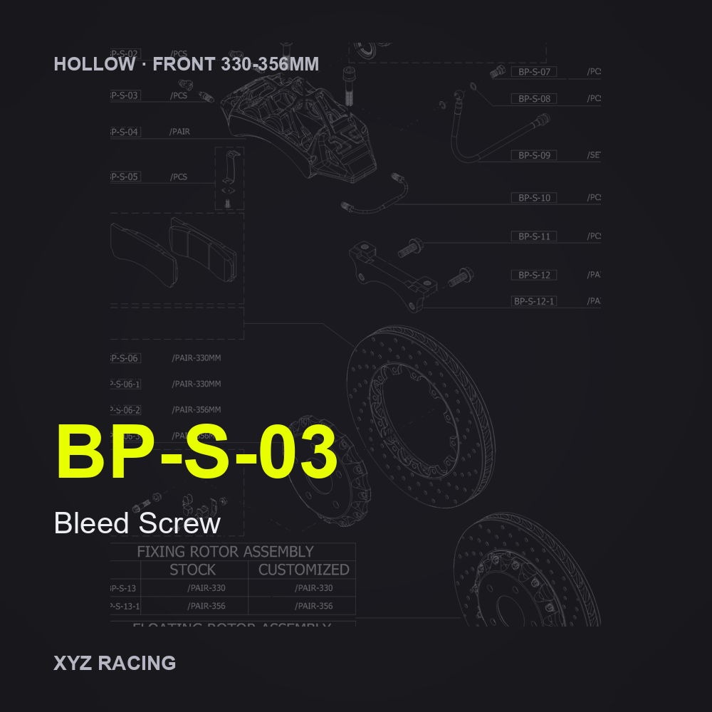Bleed Screw (BP-S-03) — Hollow Front 330-356mm