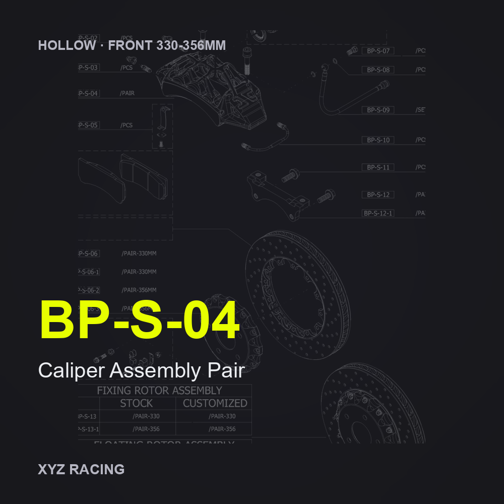 Caliper Assembly Pair (BP-S-04) — Hollow Front 330-356mm