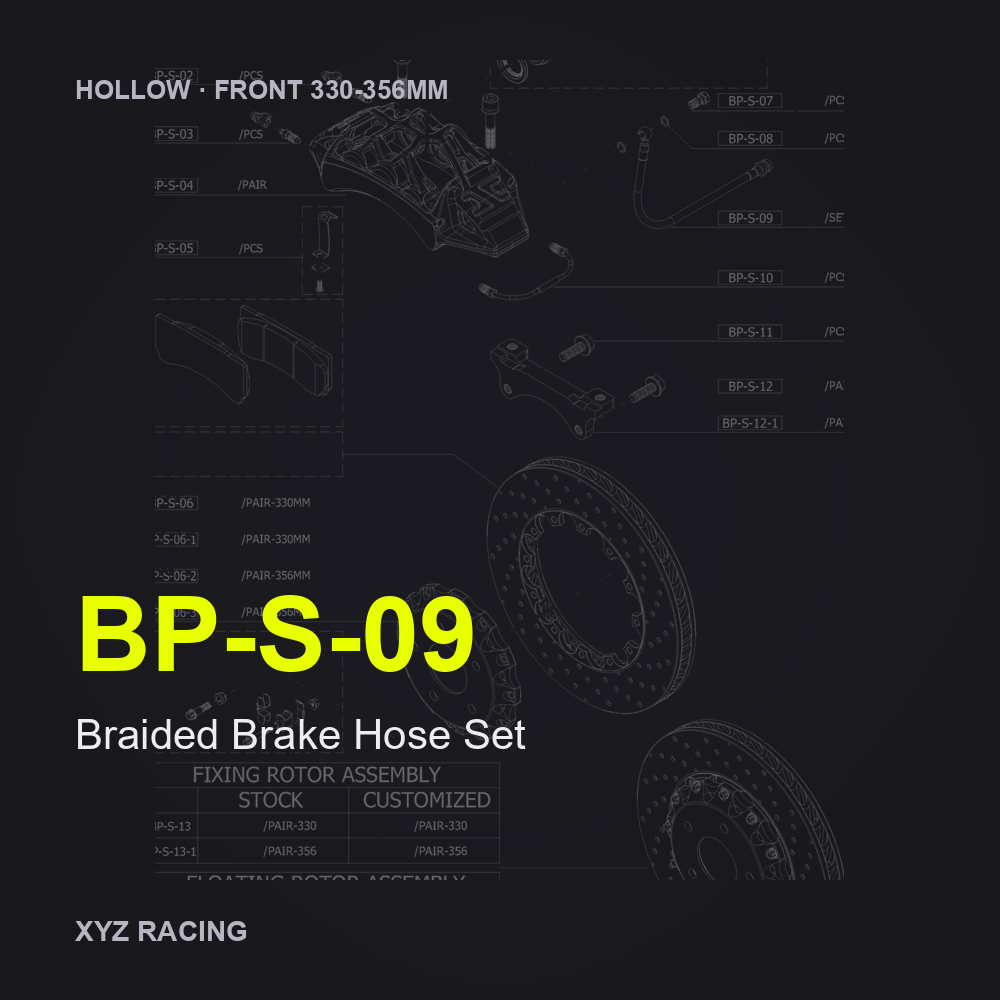 Braided Brake Hose Set (BP-S-09) — Hollow Front 330-356mm